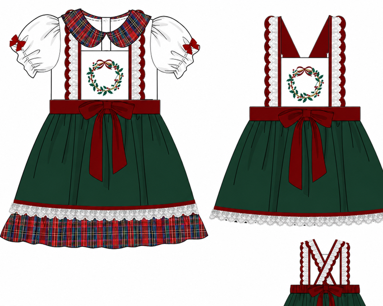 Tartan 2 in 1 Apron Dress (Wreath)