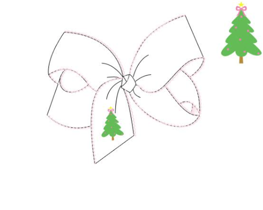 6" Heart Christmas Tree Hairbow