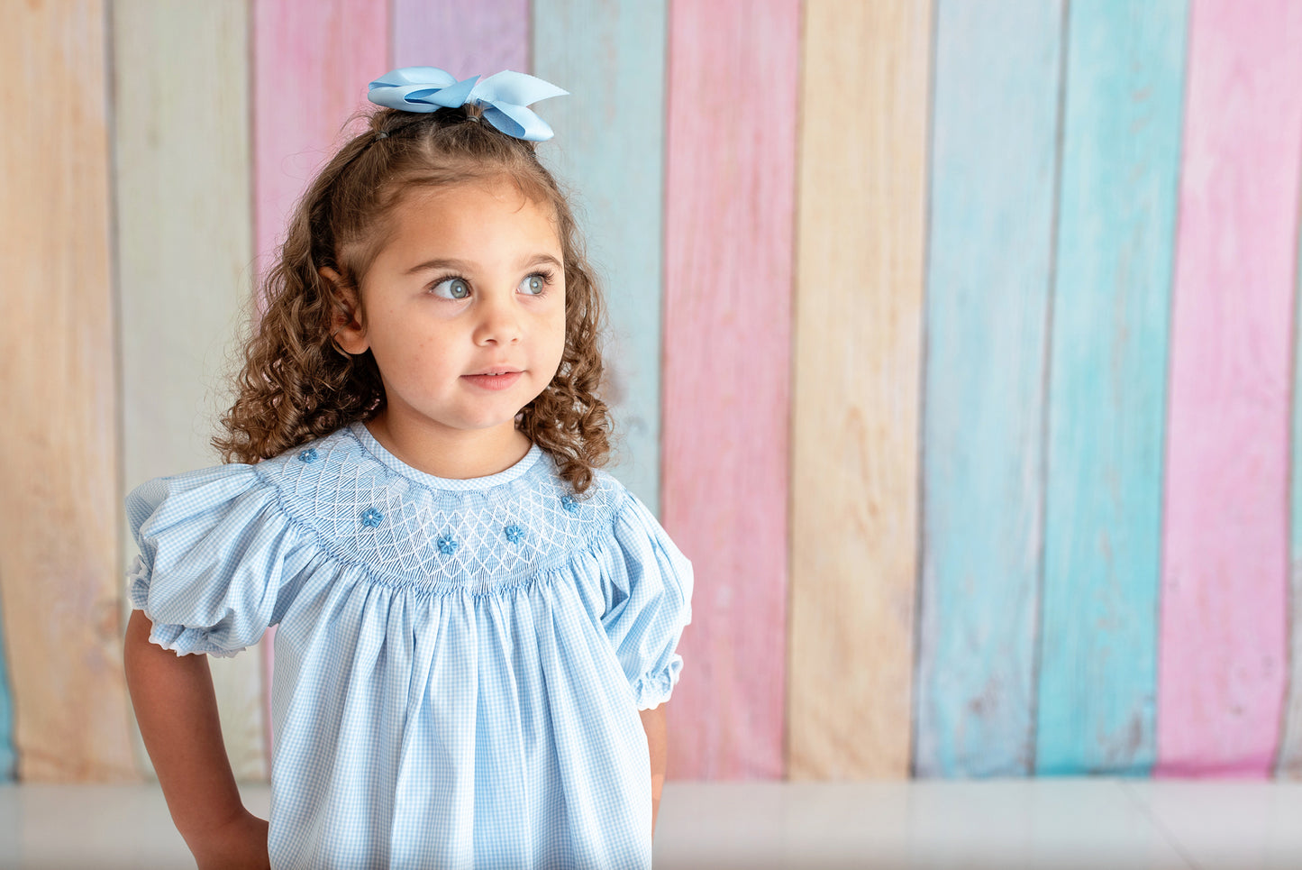 Gingham with Geometric Smocking Dress