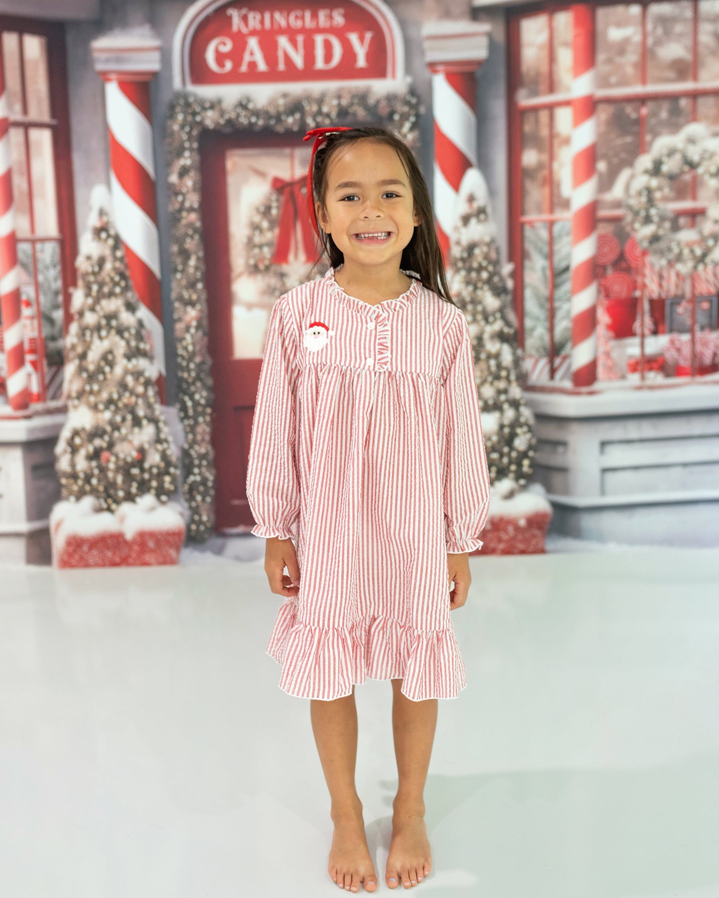 Red /White Stripes Pajama Gown