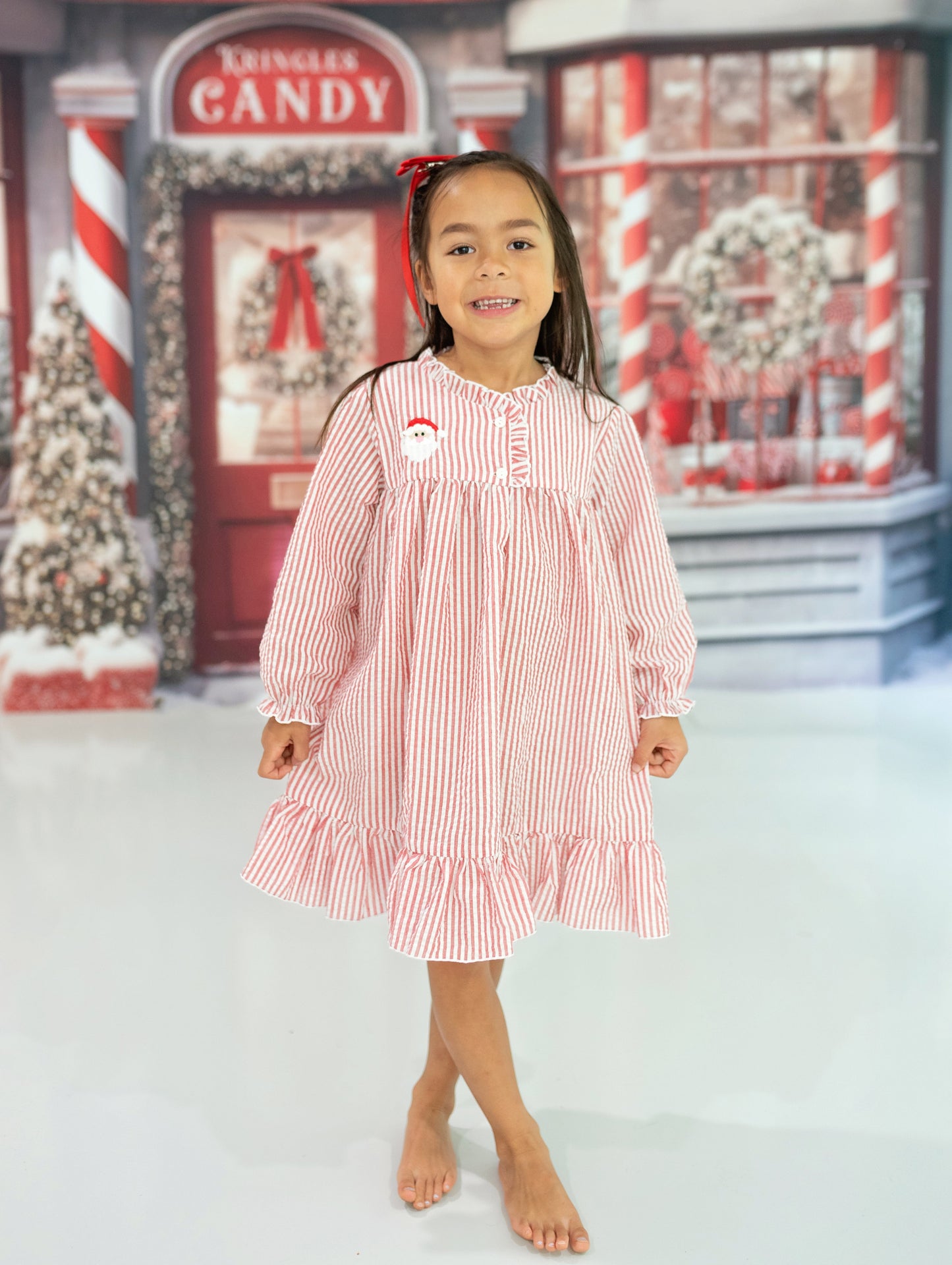 Red /White Stripes Pajama Gown