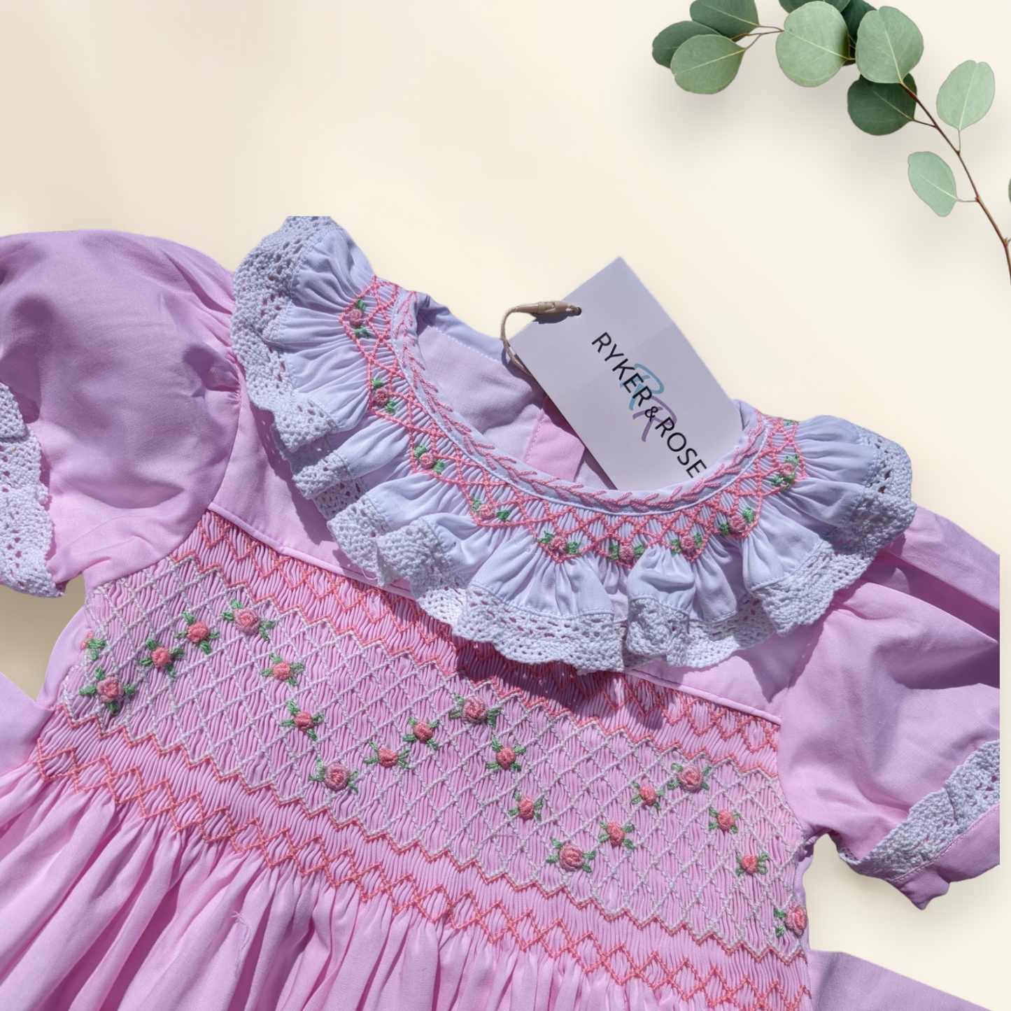 Pink with Geometric Smocking