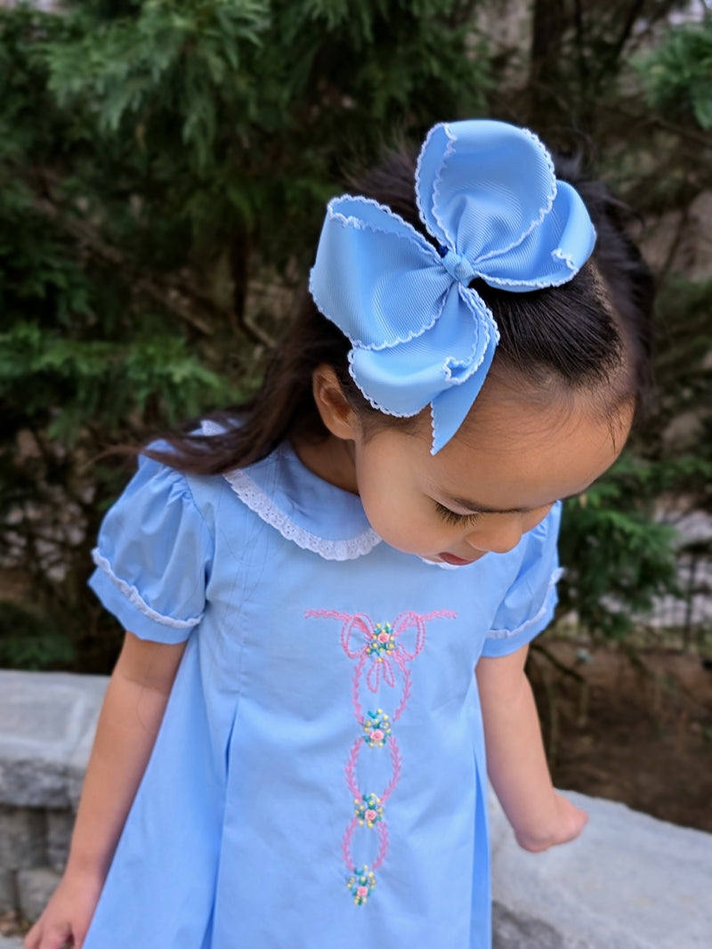 Embroidered Bow & Flowers - Bubble