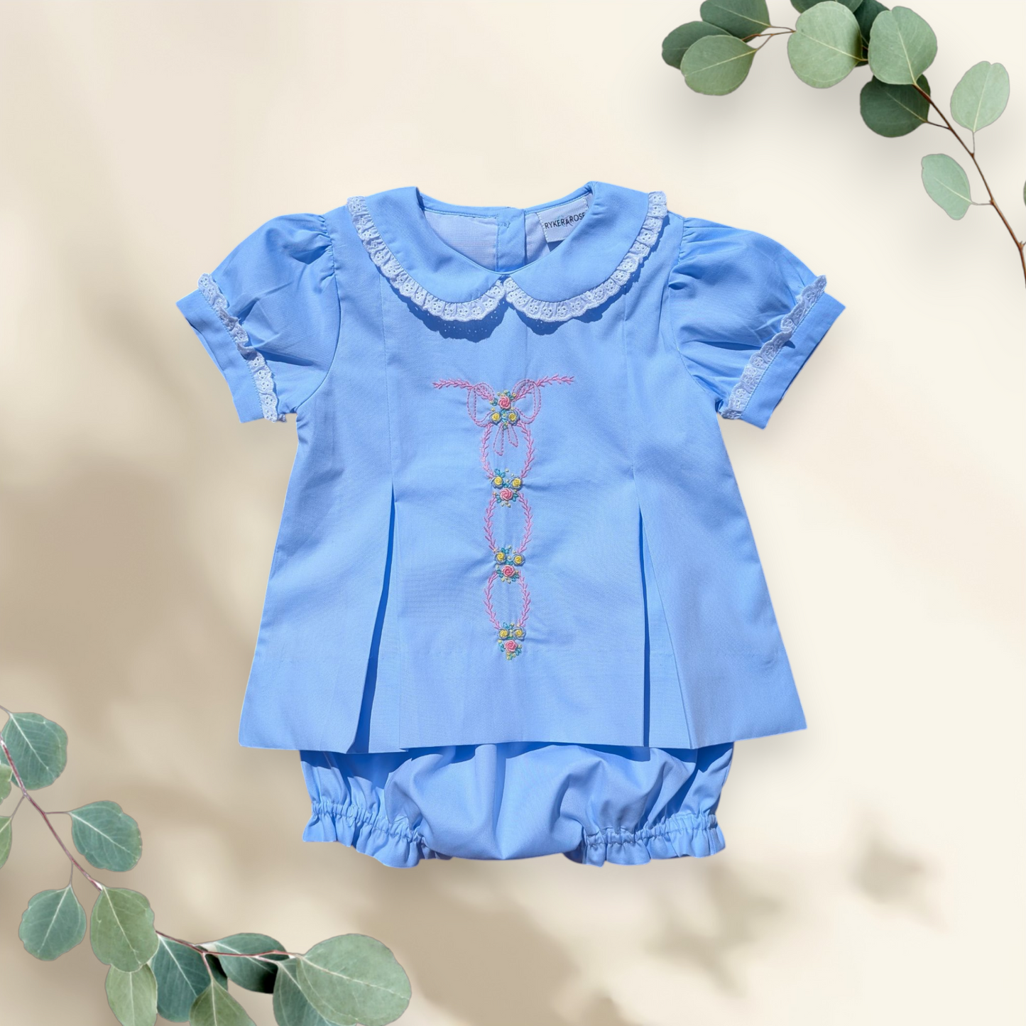 Embroidered Bow & Flowers - Bloomer Set