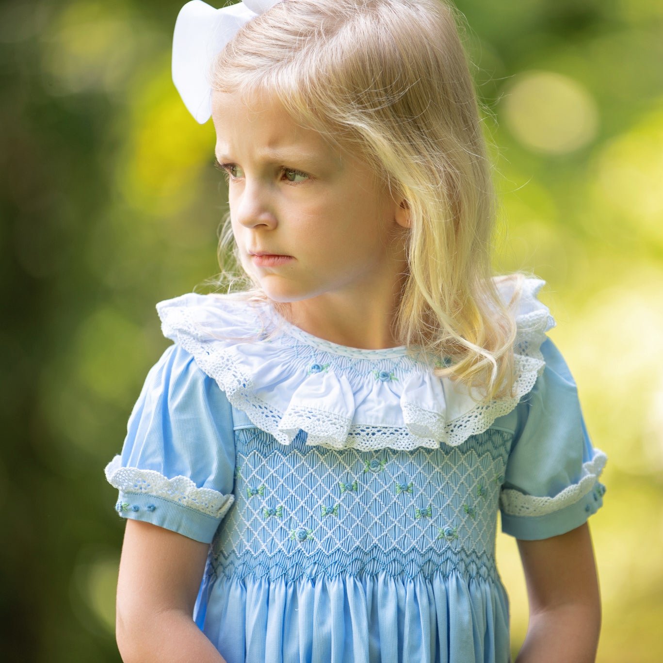 Blue Geometric Smocking Dress