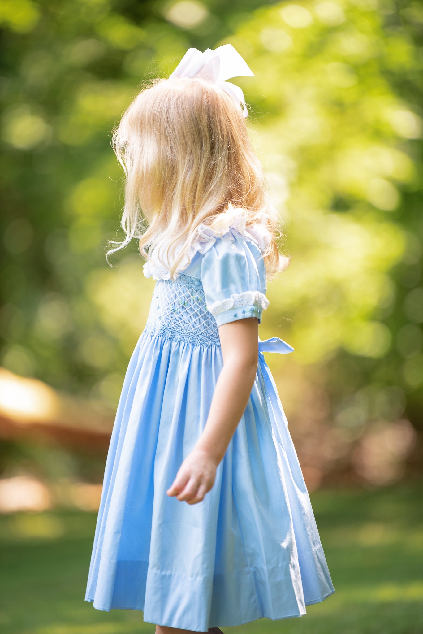 Blue Geometric Smocking Dress