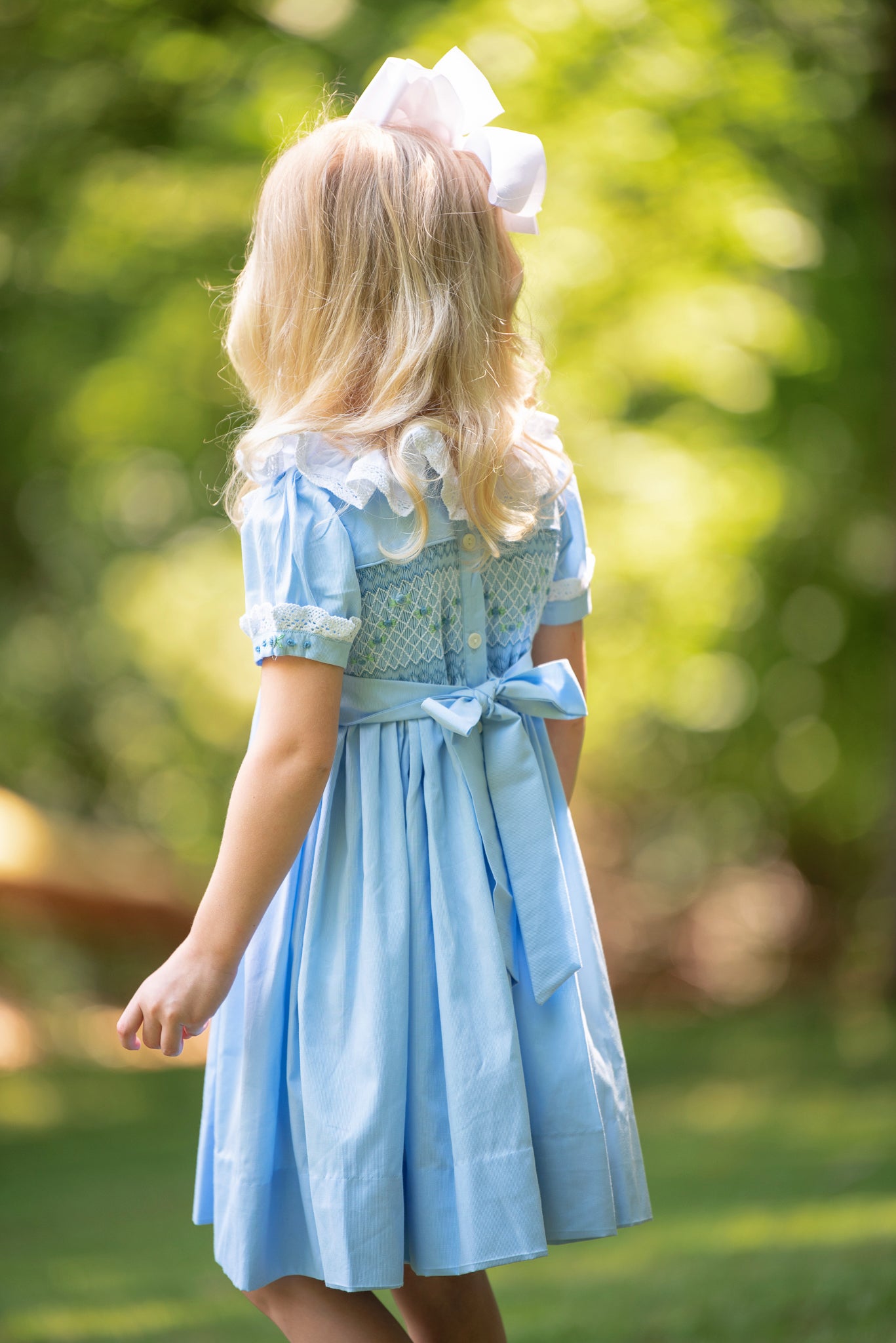 Blue Geometric Smocking Dress