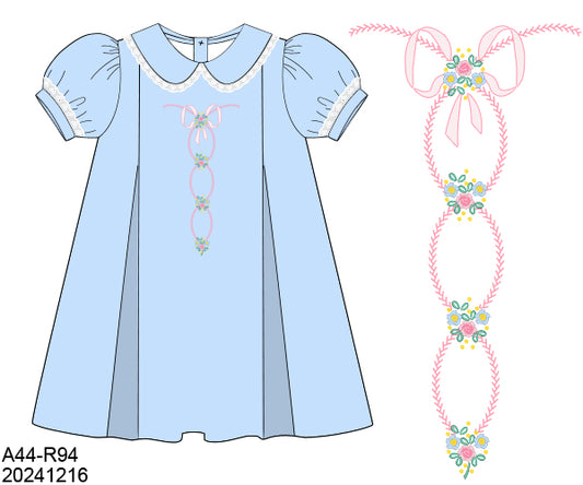 Bow & Flowers Embroidery - Dress