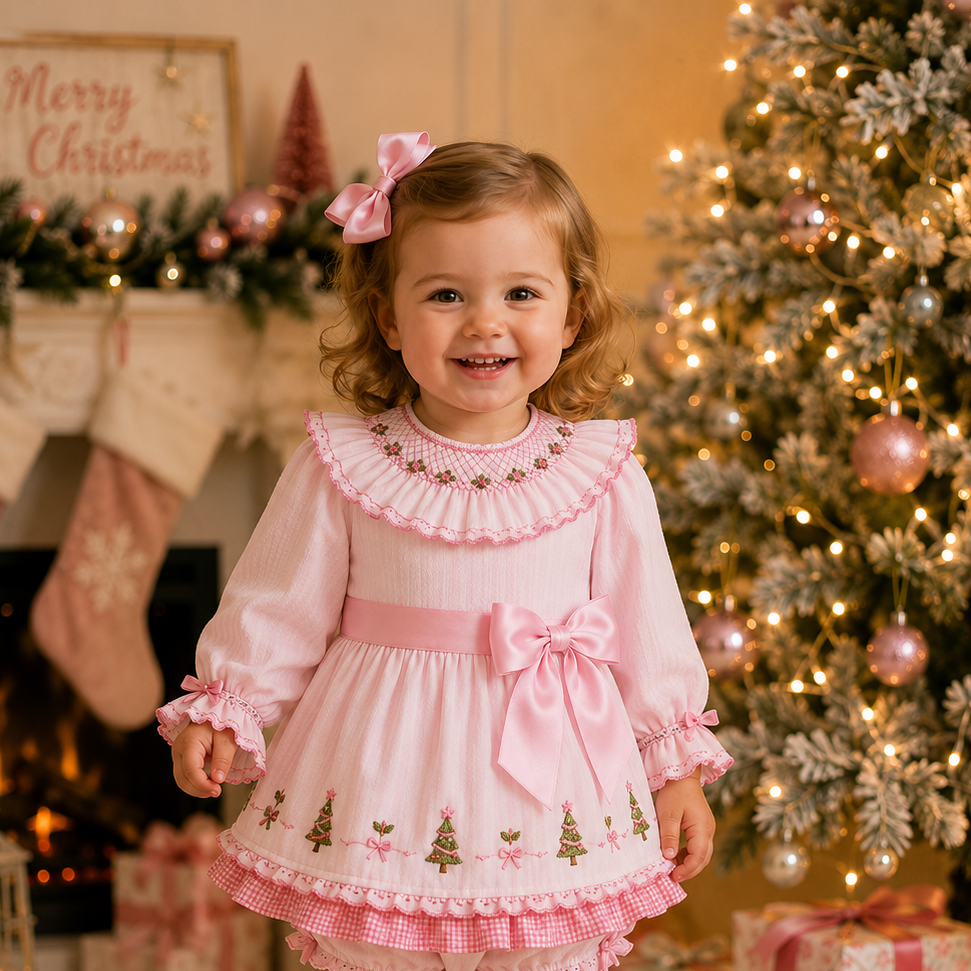 Pink Christmas Rose - Bloomer Set