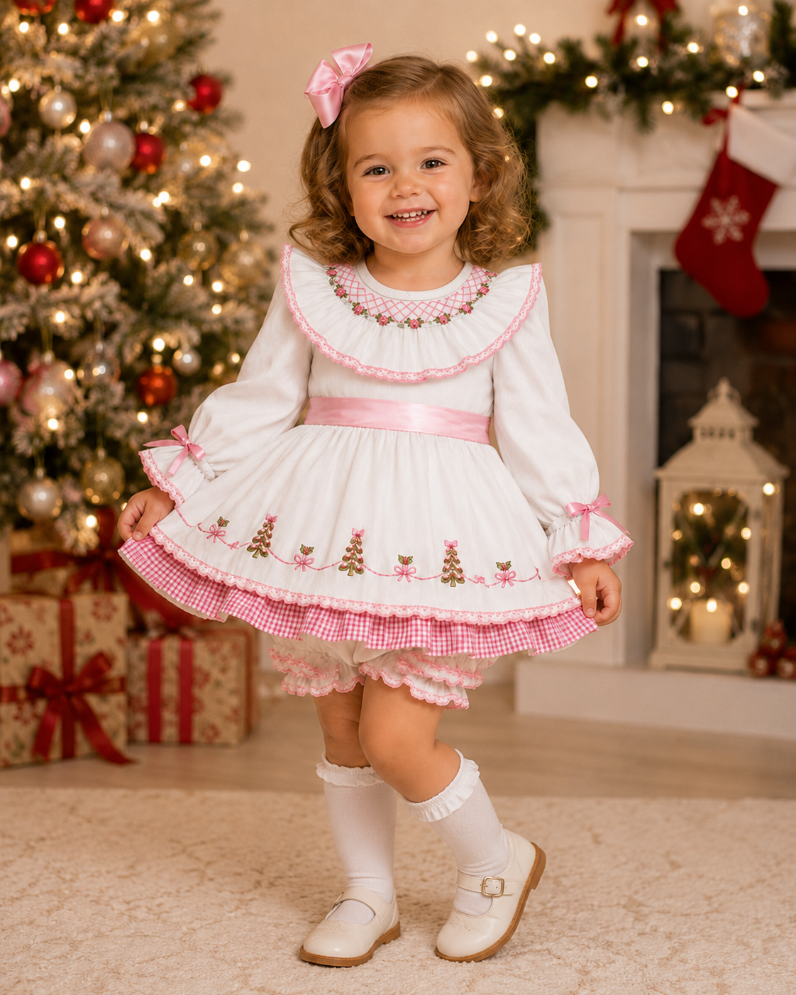 White Christmas Rose - Bloomer Set