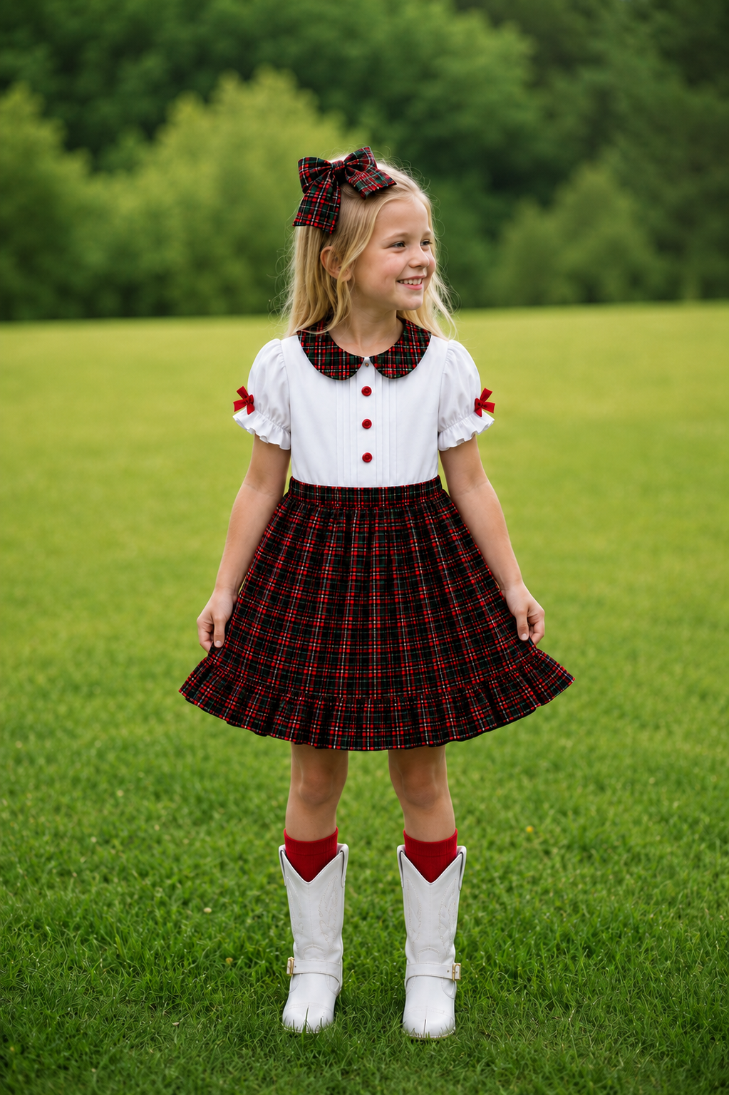 Tartan 2 in 1 Apron Dress (Wreath)