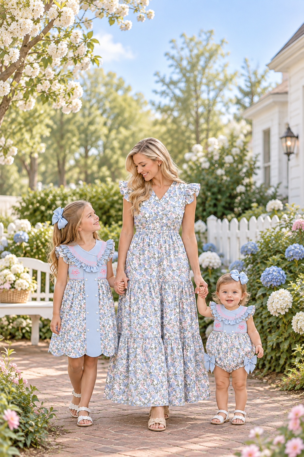 Blue Floral Mom & Me - Bloomer Set