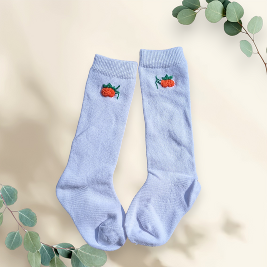 Embroidered Pumpkin Socks