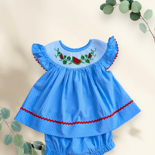 Smocked Watermelon Bloomer Set