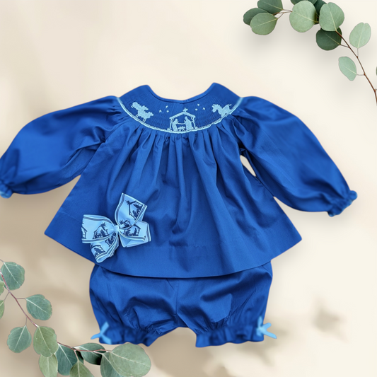 Navy Nativity Bloomer Set