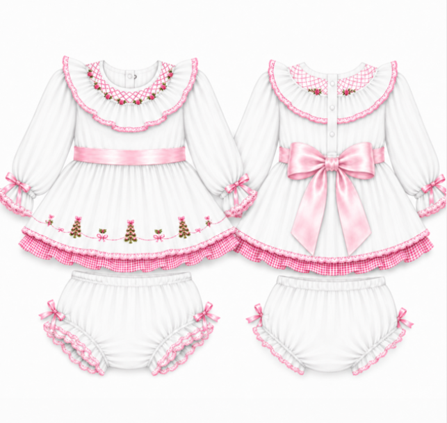 White Christmas Rose - Bloomer Set