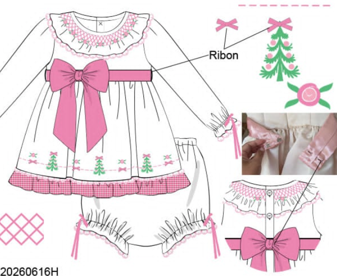 White Christmas Rose - Bloomer Set