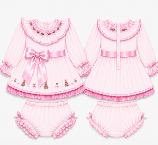 Pink Christmas Rose - Bloomer Set